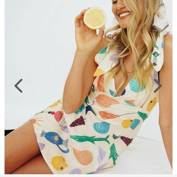 VRG GRL x ELLE MUSA Le Soleil Tie Up Mini Dress Size 16 - Picture 2 of 6